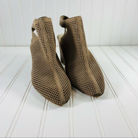 Marc Fisher Tan Suede Perforated Open Bootie Sz 11 - Picture 1 of 7